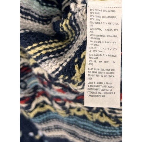 Hollister Navy Tribal Southwestern Belted Cardigan Vest Aztec Boho Western M/L - Picture 9 of 9